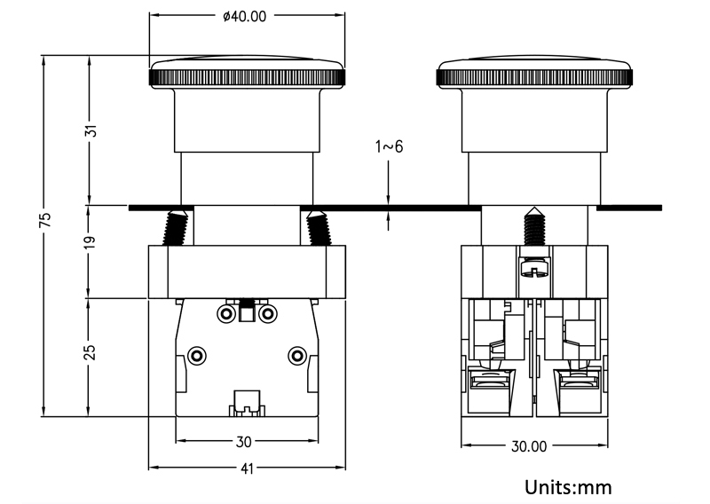 5BE急停钮尺寸图