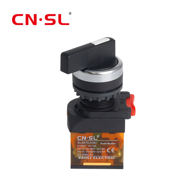 22mm 220v 3 posiciones Selector de plástico Interruptor de control de botón