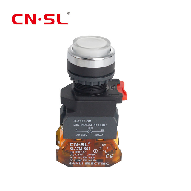 Anillo de reinicio autoblocante de alta corriente, 10A, 220V, con luz, rojo, verde, interruptor de botón de plástico de 22mm