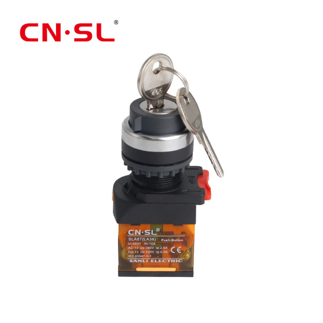 Alta seguridad, 22mm de diámetro, 10A, 250V CA, 3 vías, 3 posiciones, liberación de puerta, cerradura de llave de ascensor, interruptor Selector giratorio