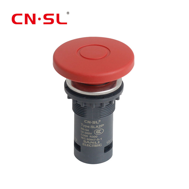 Pulsador 1NO+1NC con cabeza de hongo de 40 mm de diámetro y tamaño de una pinta