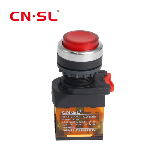Interruptor de botón pulsador de plástico redondo alto/plano de reinicio momentáneo resistente al agua de 22mm