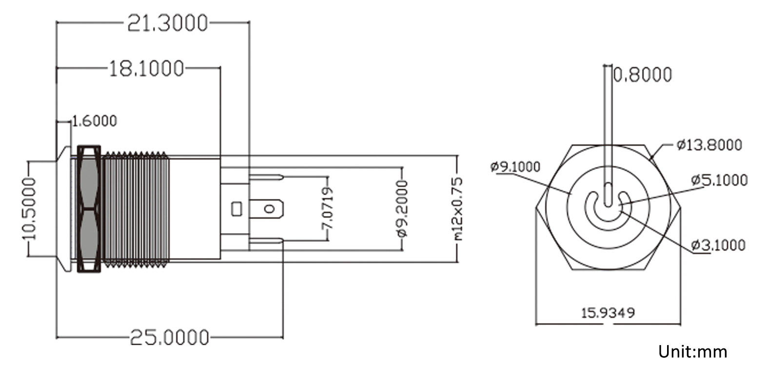 SLJ12mm电源标志尺寸