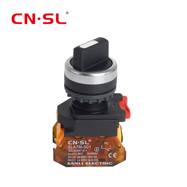 Pulsador de plástico 22mm 1no 1nc Selector de 3 posiciones Selector giratorio